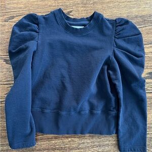 Sold out NYC Navy puff sleeve sweatshirt. Size M.